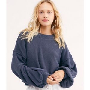 Free People Beach Happy Pullover in Smokey Navy (XS)
